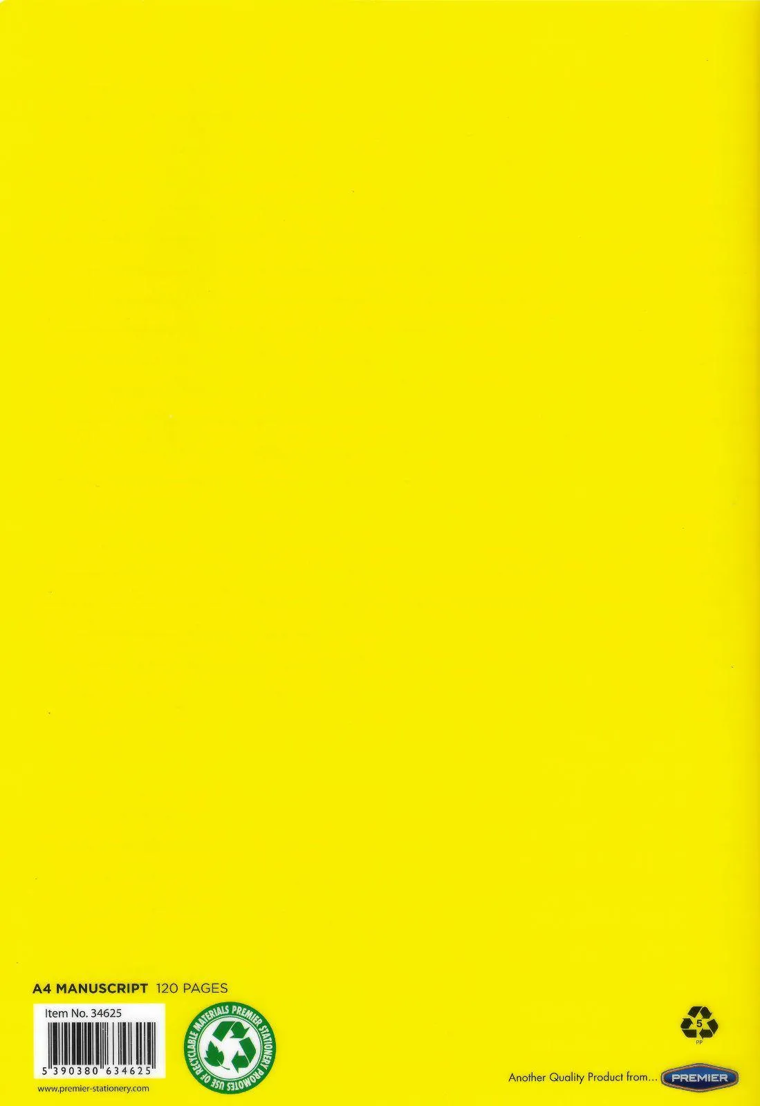 ■ Premto A4 Durable Cover 120 page Manuscript Book - Sunshine