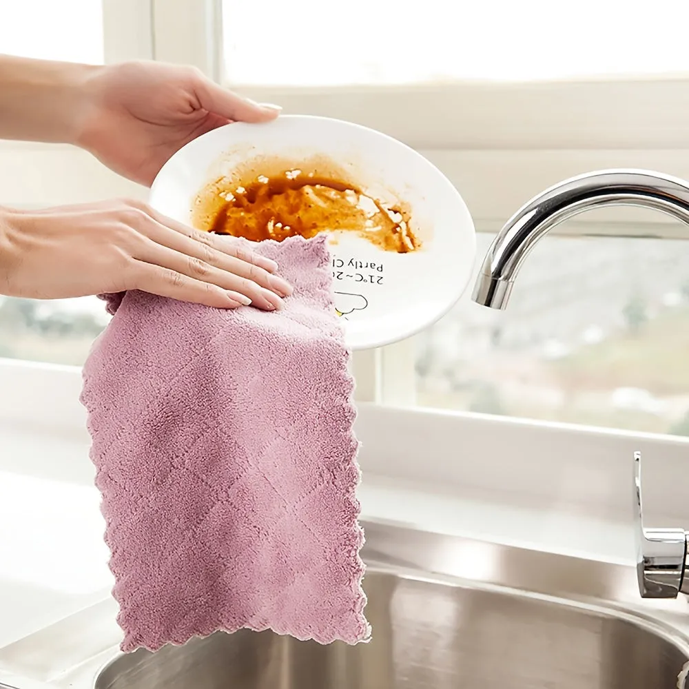 10pcs Kitchen Towel & Dishcloth Set - Random Color, for Washing Dishes, Cooking, Baking