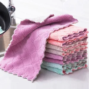 10pcs Kitchen Towel & Dishcloth Set - Random Color, for Washing Dishes, Cooking, Baking