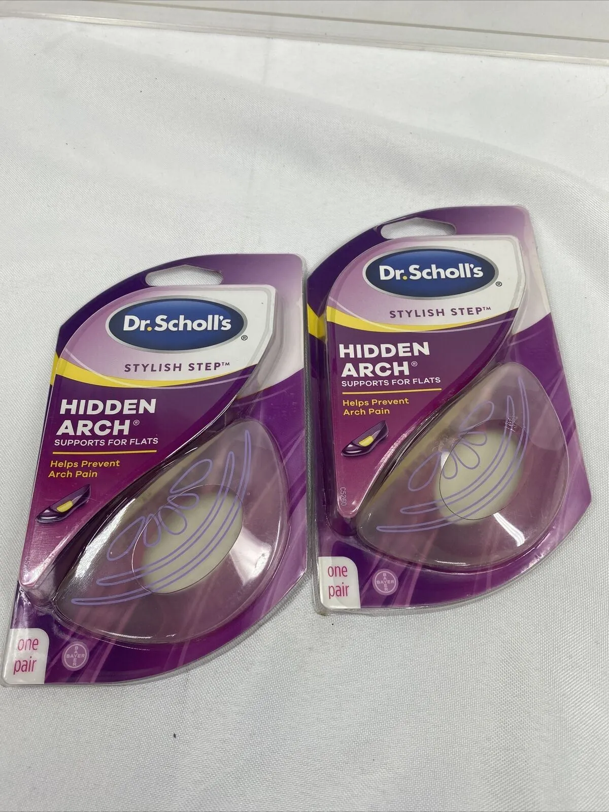 (2) Clear Dr. Scholl's Gel Arch Support Pad Heel No Slip Rubbing Stylish Step