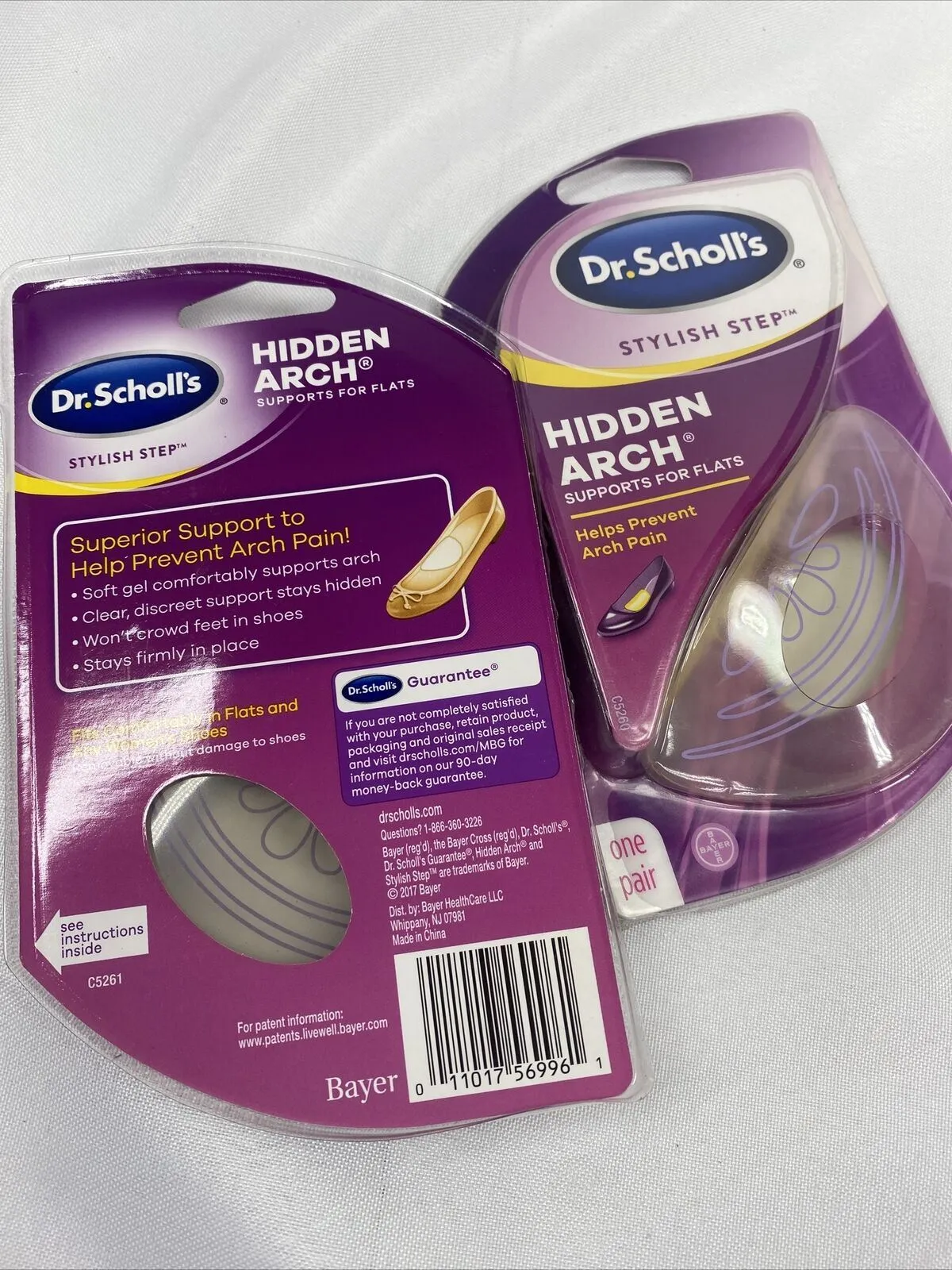 (2) Clear Dr. Scholl's Gel Arch Support Pad Heel No Slip Rubbing Stylish Step
