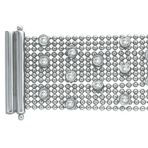 2.85 Carat Natural Diamond Bezel Bracelet G SI 14K White Gold