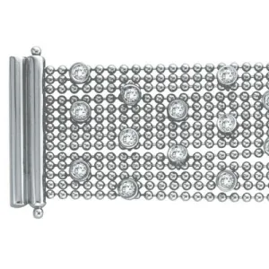 2.85 Carat Natural Diamond Bezel Bracelet G SI 14K White Gold
