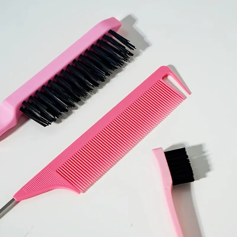 3-Piece Hair Styling Comb Set (Pink)