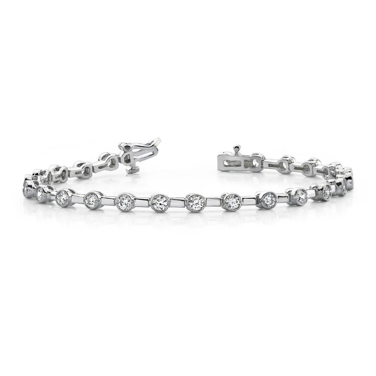 3.60 Carat Stylish Half Bezel Set Real Natural Earth Mined Diamond Tennis Bracelet Gold 14K