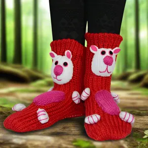3D Knitted Bear Design Socks - Warm, Durable & Cute