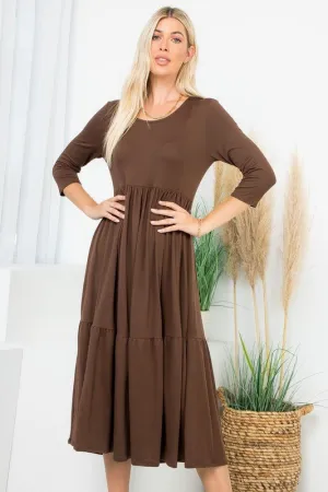 A Joy Forever Tiered Midi Dress in Brown