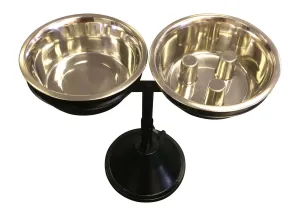 Adjustable Double Bowl Barstool Raised Feeder - 3 Quart