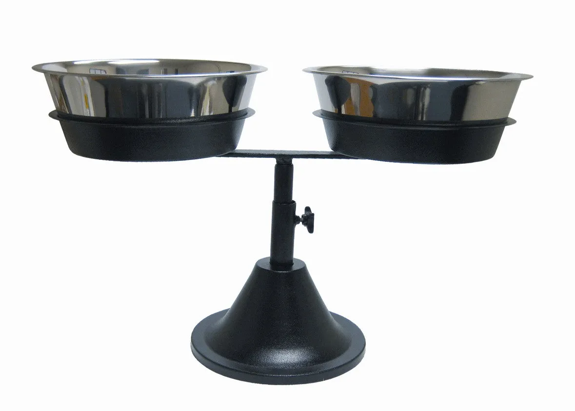 Adjustable Double Bowl Barstool Raised Feeder - 3 Quart
