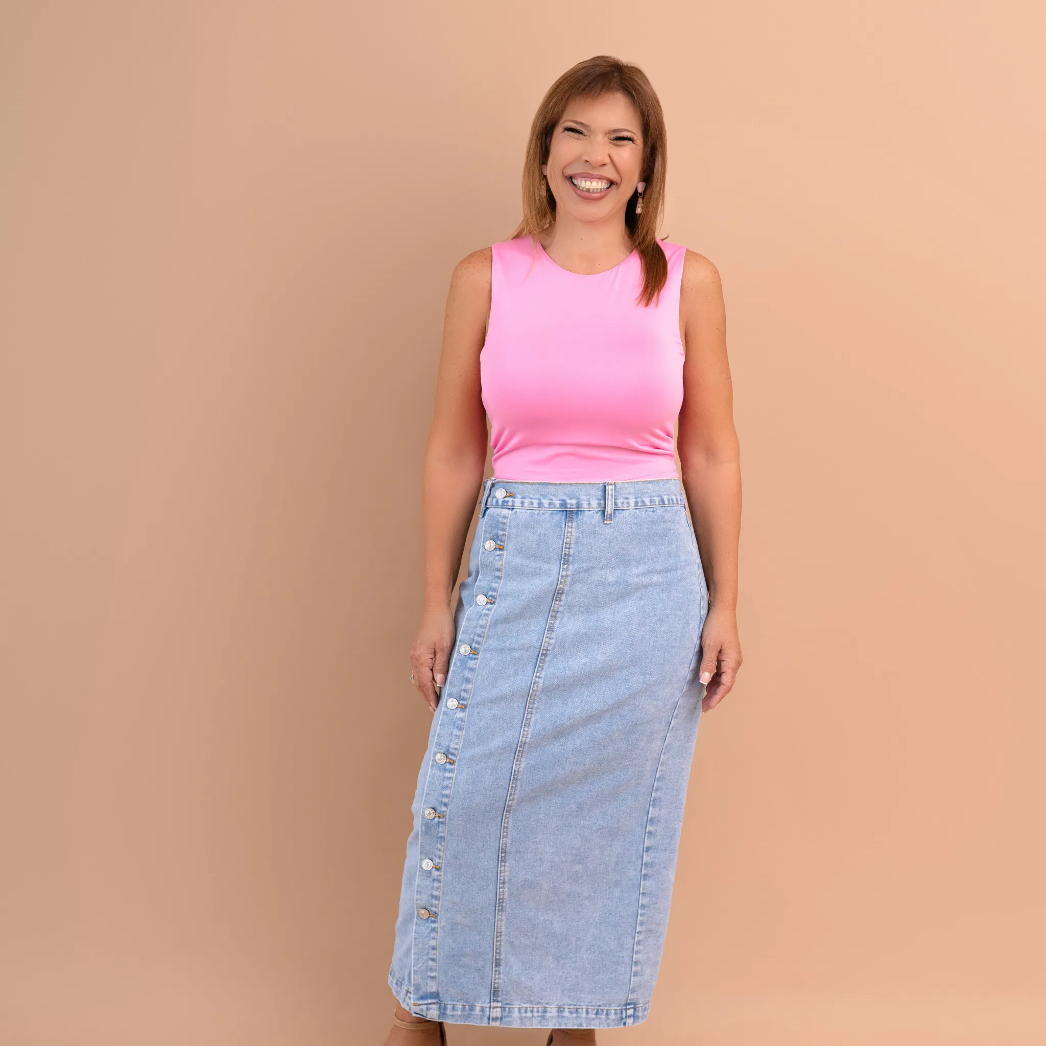 Always Chic Denim Midi Skirt