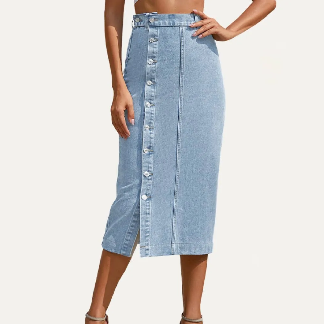 Always Chic Denim Midi Skirt