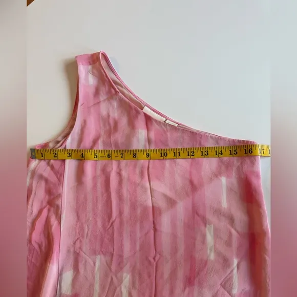 Anthropologie Pink One-Shoulder Dress 100% Silk
