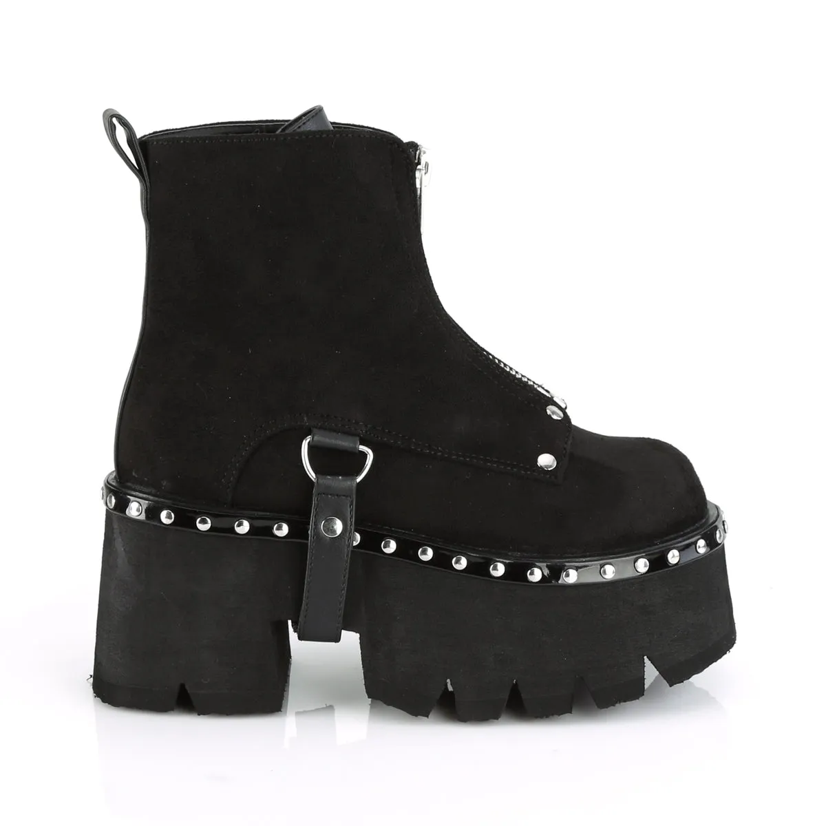 ASHES-100  Black Vegan Suede-Black Vegan Leather