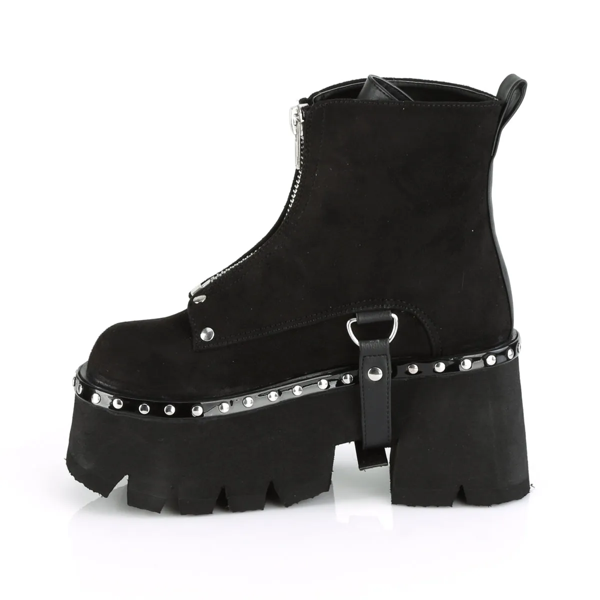 ASHES-100  Black Vegan Suede-Black Vegan Leather