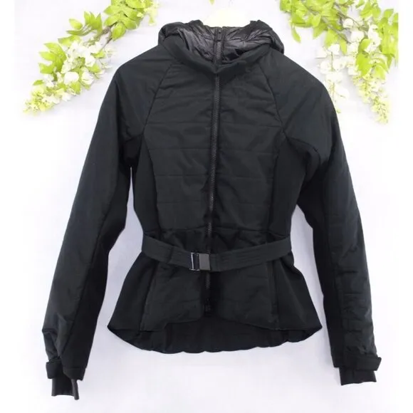Athleta Women's Grace Peak Jacket Zip Hooded Pockets Hiking Wind Water Black XS