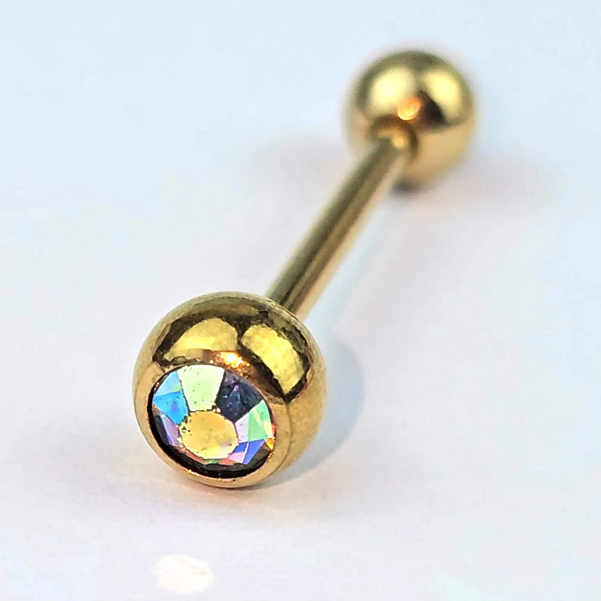 Aurora Gem Gold Tone Simply Stylish Barbell Tongue Ring