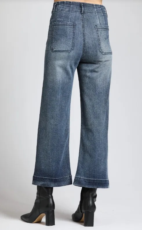 B168 - Cropped Wide Leg Pant w/ Patch Pockets