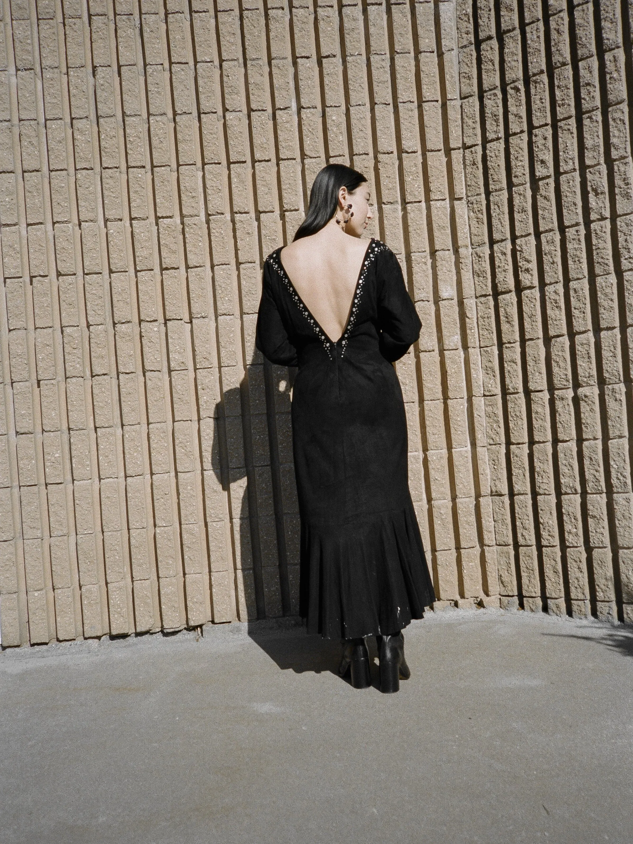 Backless Suede Dress