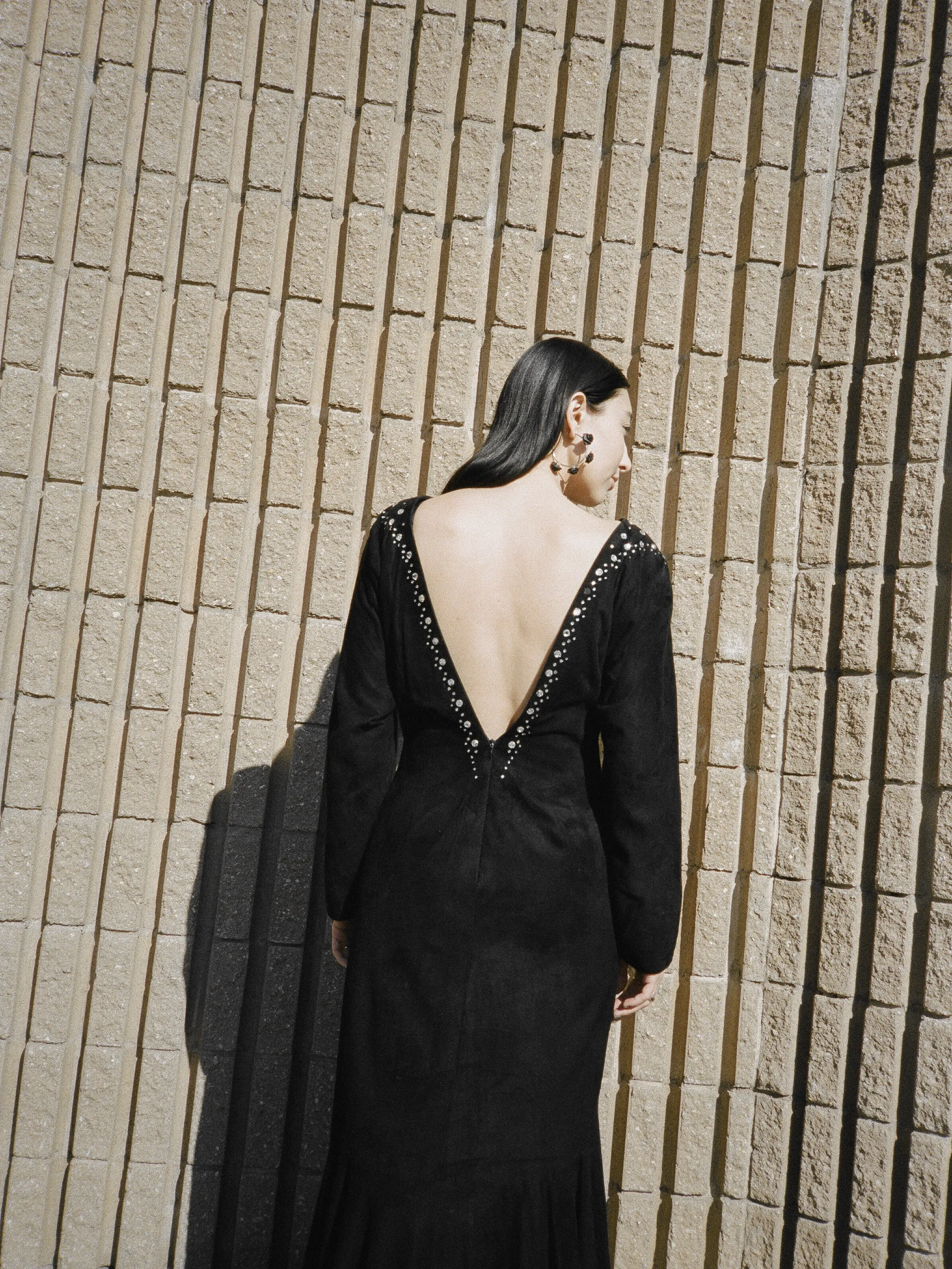 Backless Suede Dress