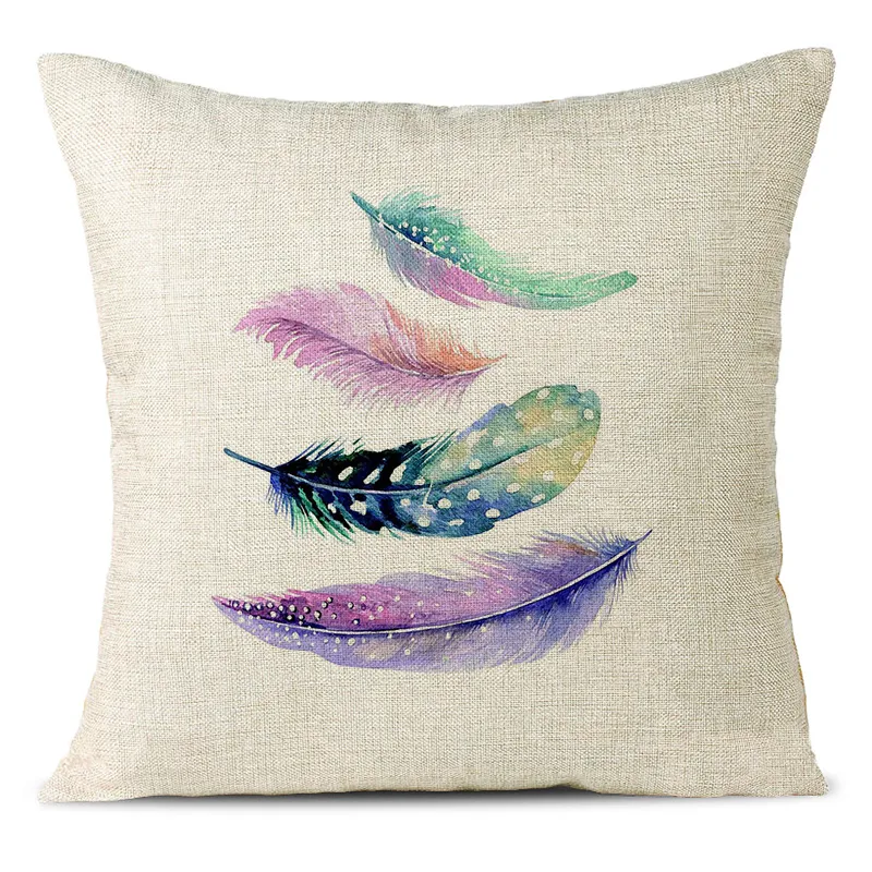 Beautiful Feathers Linen Pillowcase