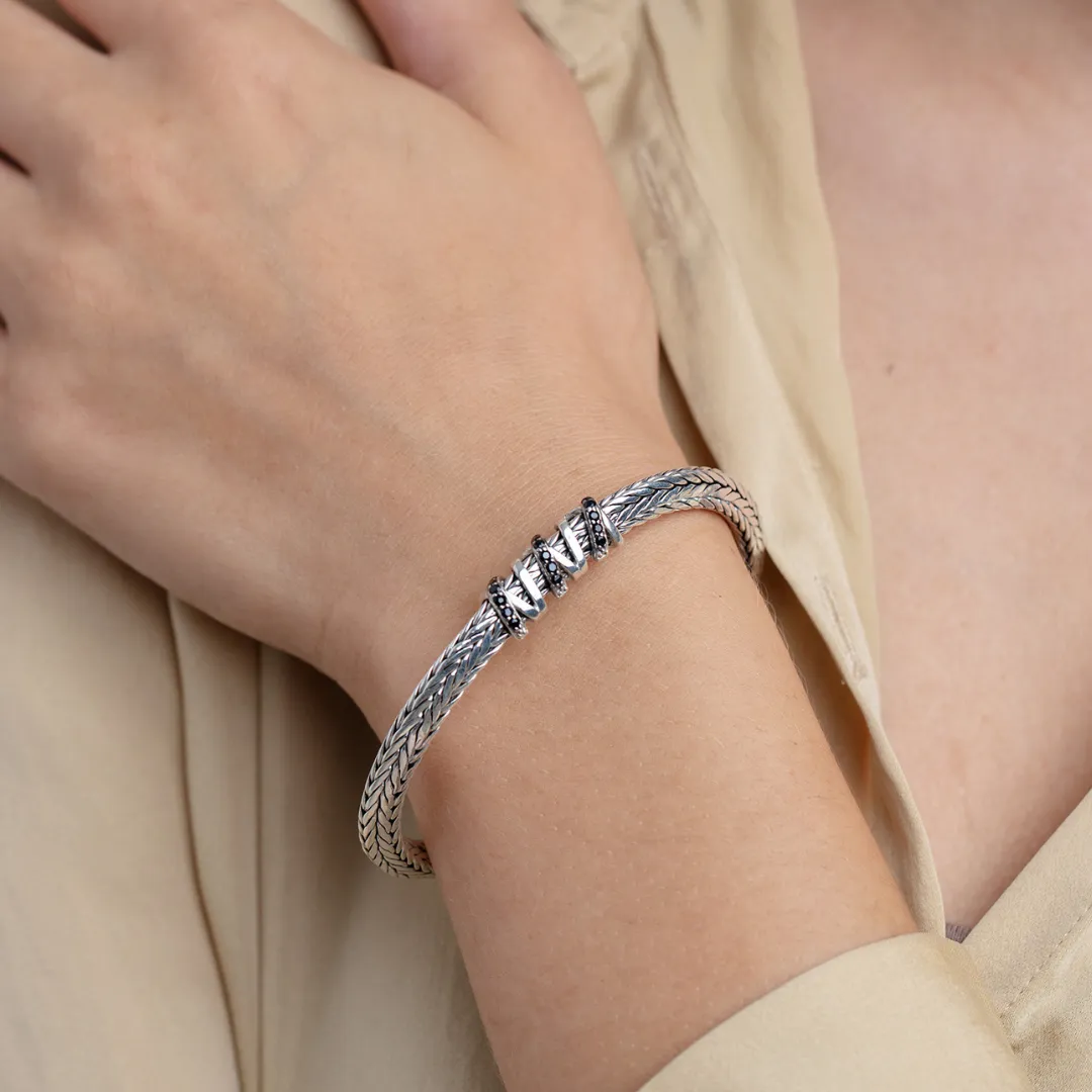 Black Sapphire Triad Woven Bracelet