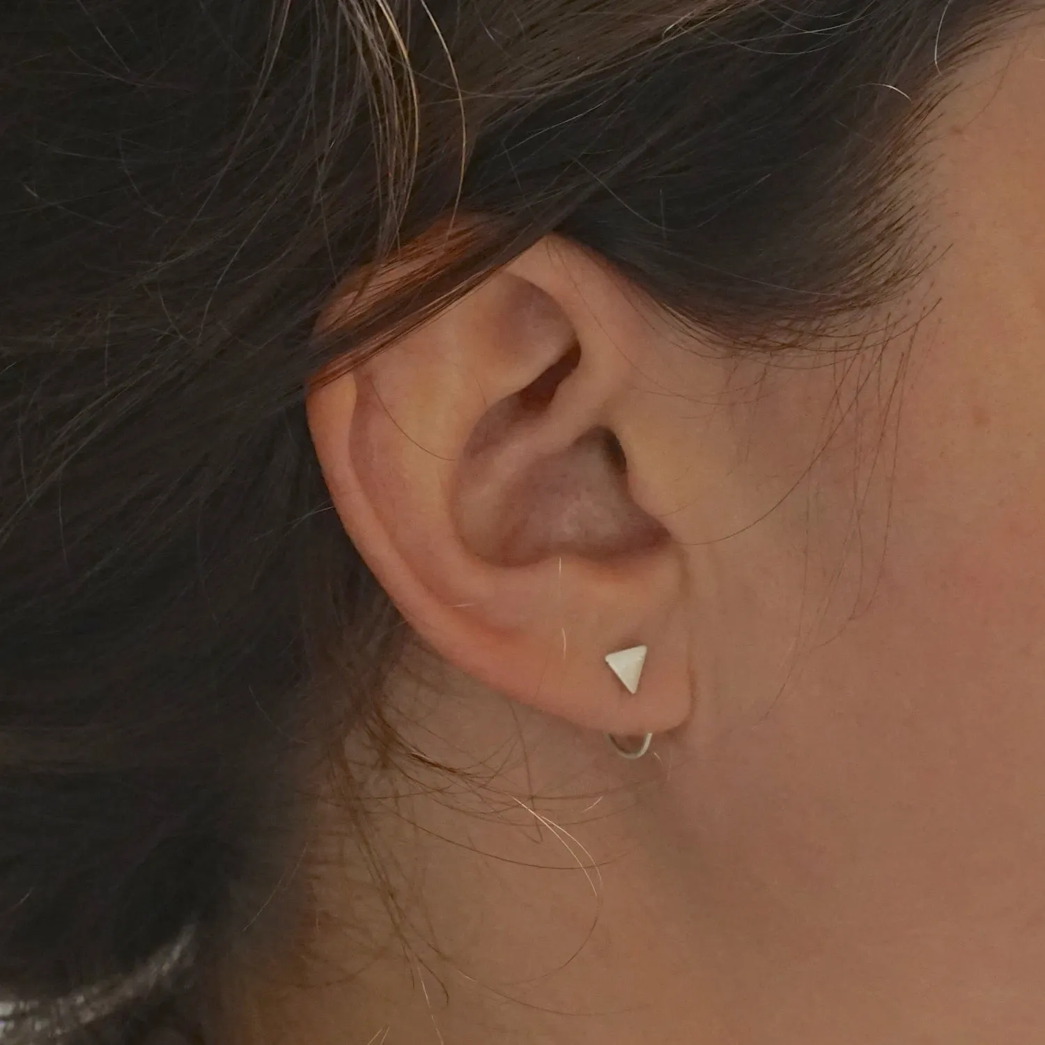Boho Chic And Stylish, Hand-Made Ear Hugging Hoops With A Triangle Front - 0246