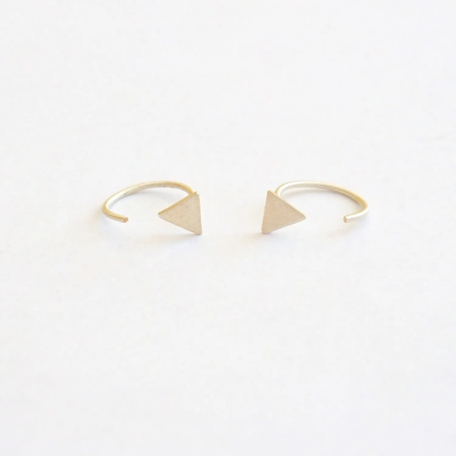 Boho Chic And Stylish, Hand-Made Ear Hugging Hoops With A Triangle Front - 0246