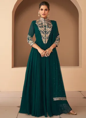 Bottle Green Heavy Embroidered Stylish Anarkali
