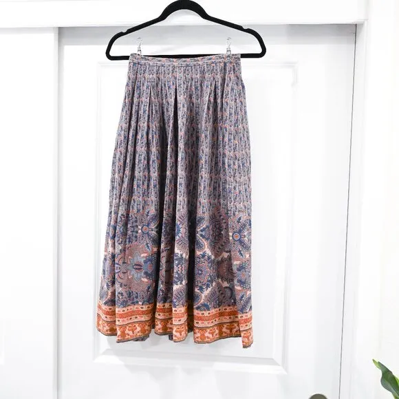 Cacharel Size XS Woven Vintage Midi Pleated Skirt