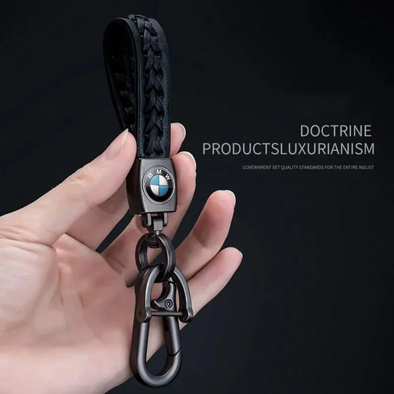 Car & Motorcycle Leather Woven Keychain - Stylish and Durable Key Accessory