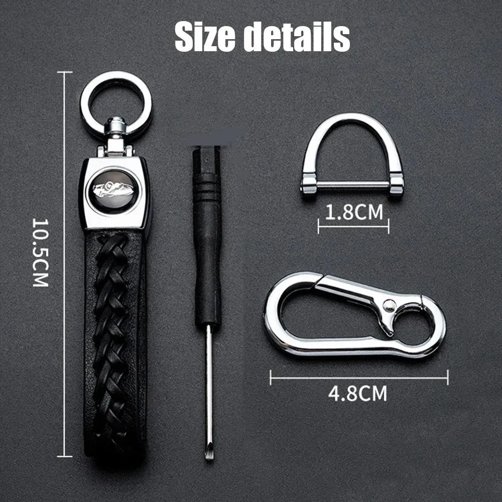 Car & Motorcycle Leather Woven Keychain - Stylish and Durable Key Accessory