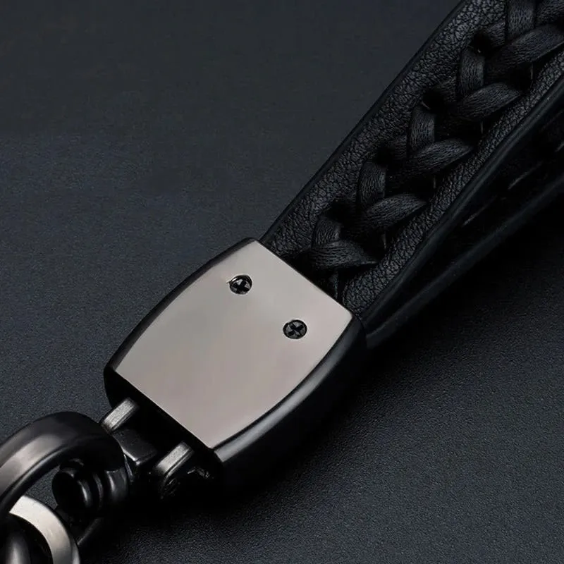 Car & Motorcycle Leather Woven Keychain - Stylish and Durable Key Accessory