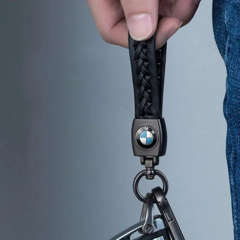 Car & Motorcycle Leather Woven Keychain - Stylish and Durable Key Accessory