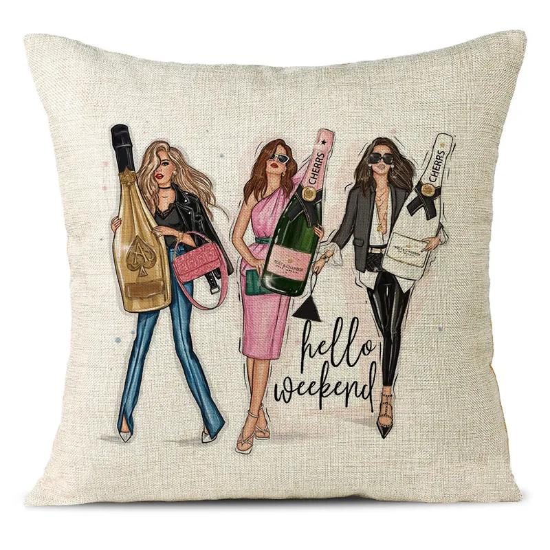 Celebration With Champagne Linen Pillowcase