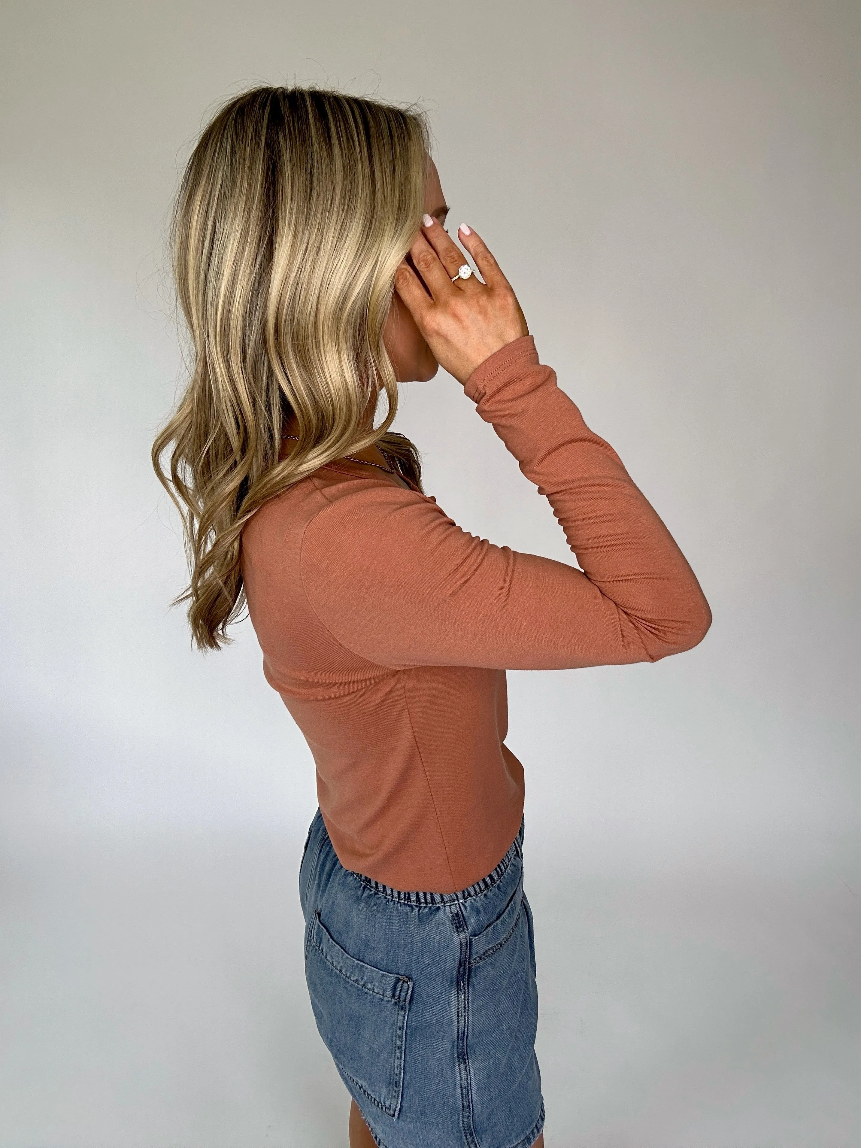 Center Stage Long Sleeve Top - Persimmon