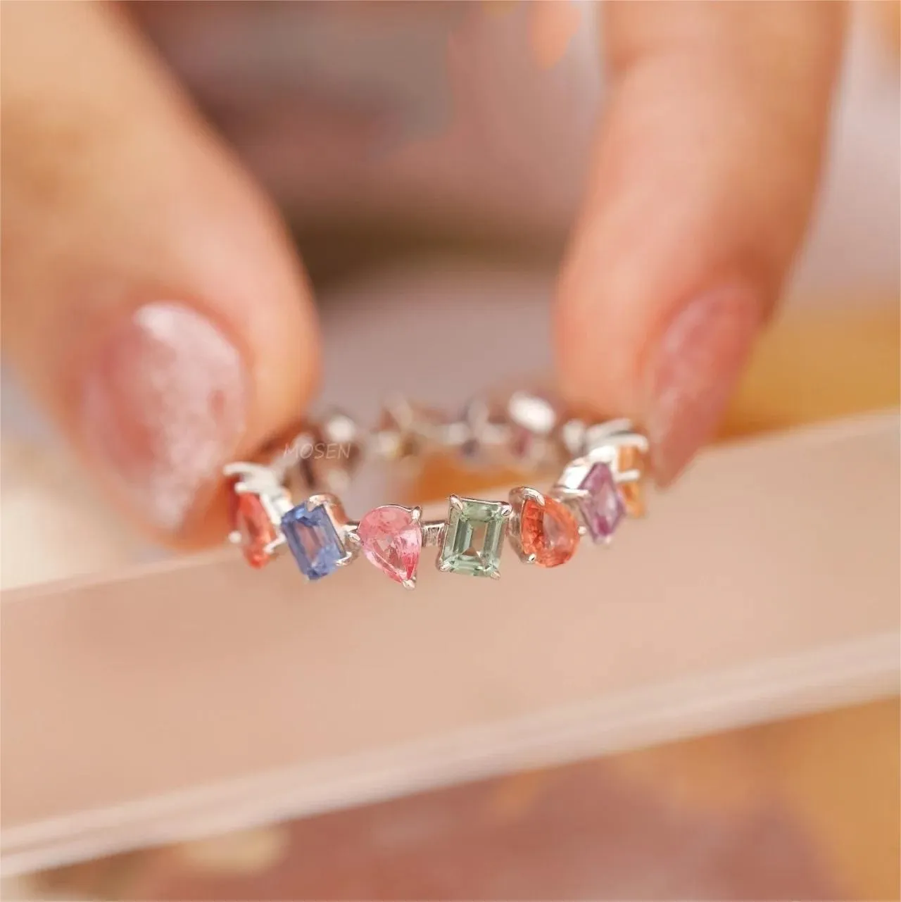 Chic Colorful Rainbow Rhinestone Ring