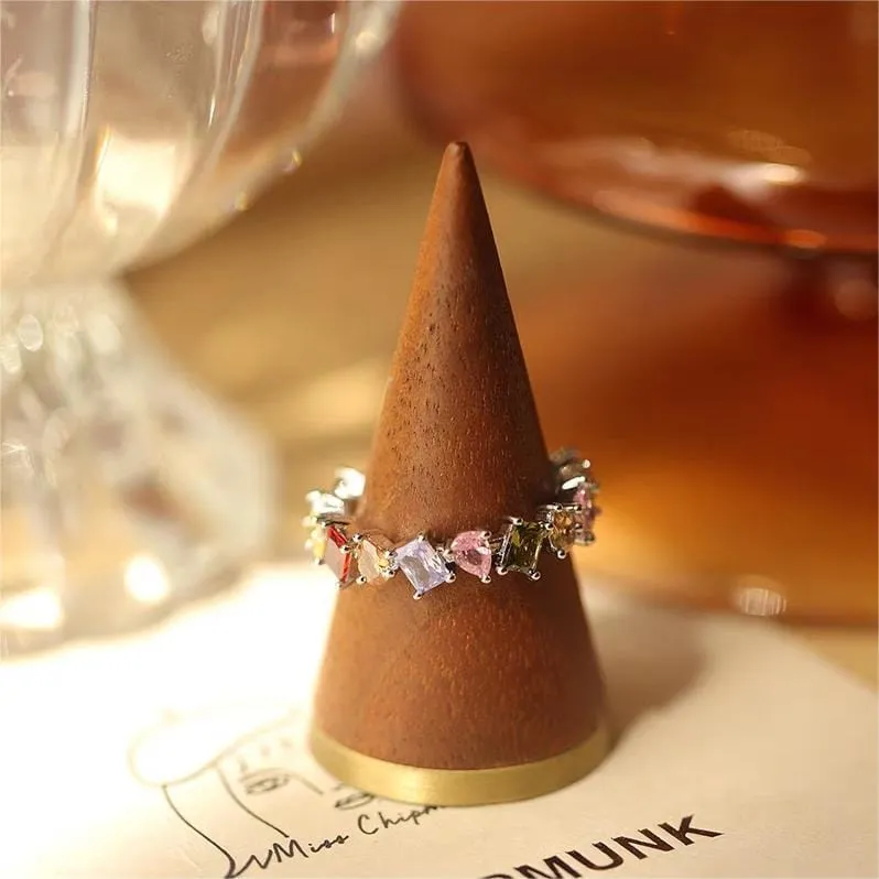 Chic Colorful Rainbow Rhinestone Ring