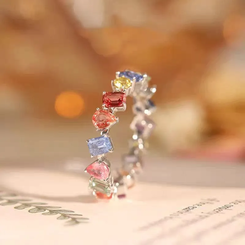 Chic Colorful Rainbow Rhinestone Ring
