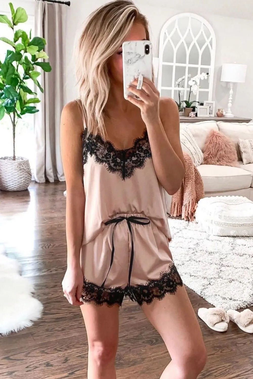 Chic Satin Lace Sleepwear Set