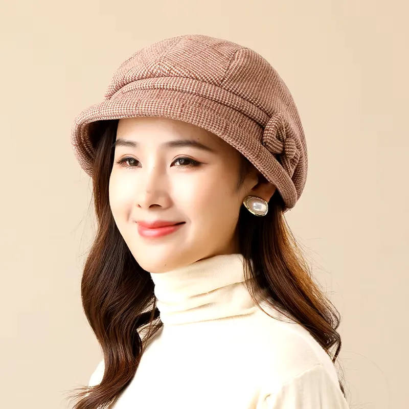 Chic Textured Beret with Bow Detail