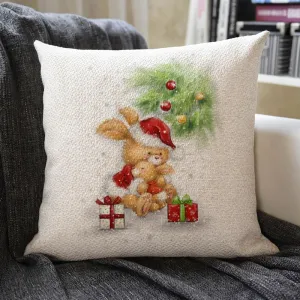 Christmas Themed Linen Pillowcase