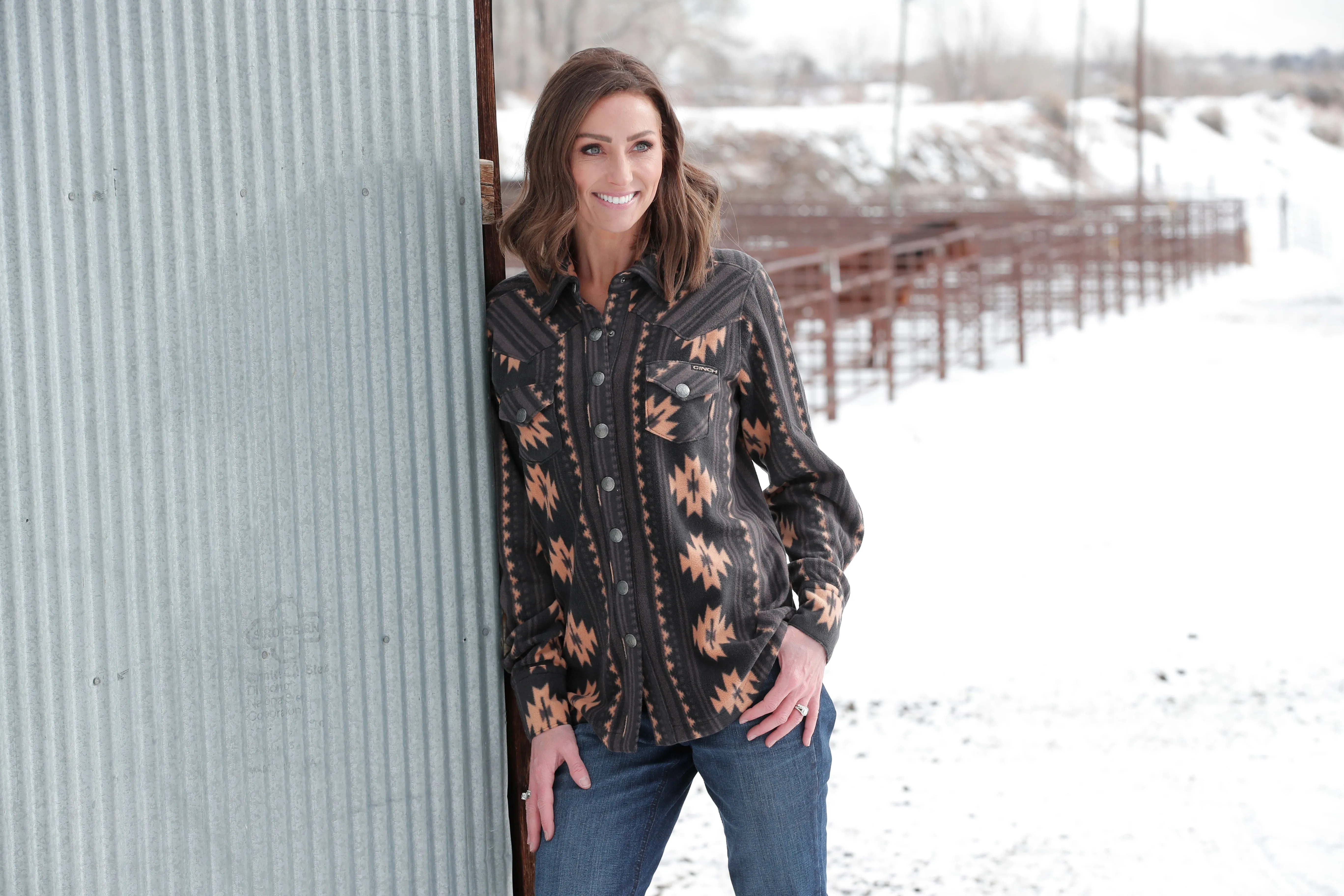 Cinch Women's Black Southwest Polar Fleece Shirt Jacket