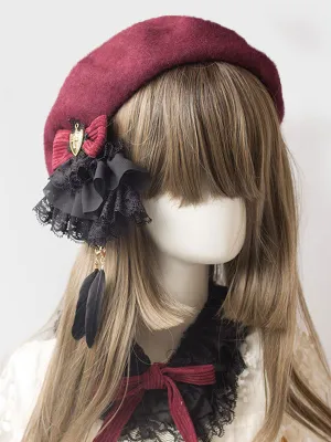 Classic Lolita Beret Wool Burgundy Lolita Hat