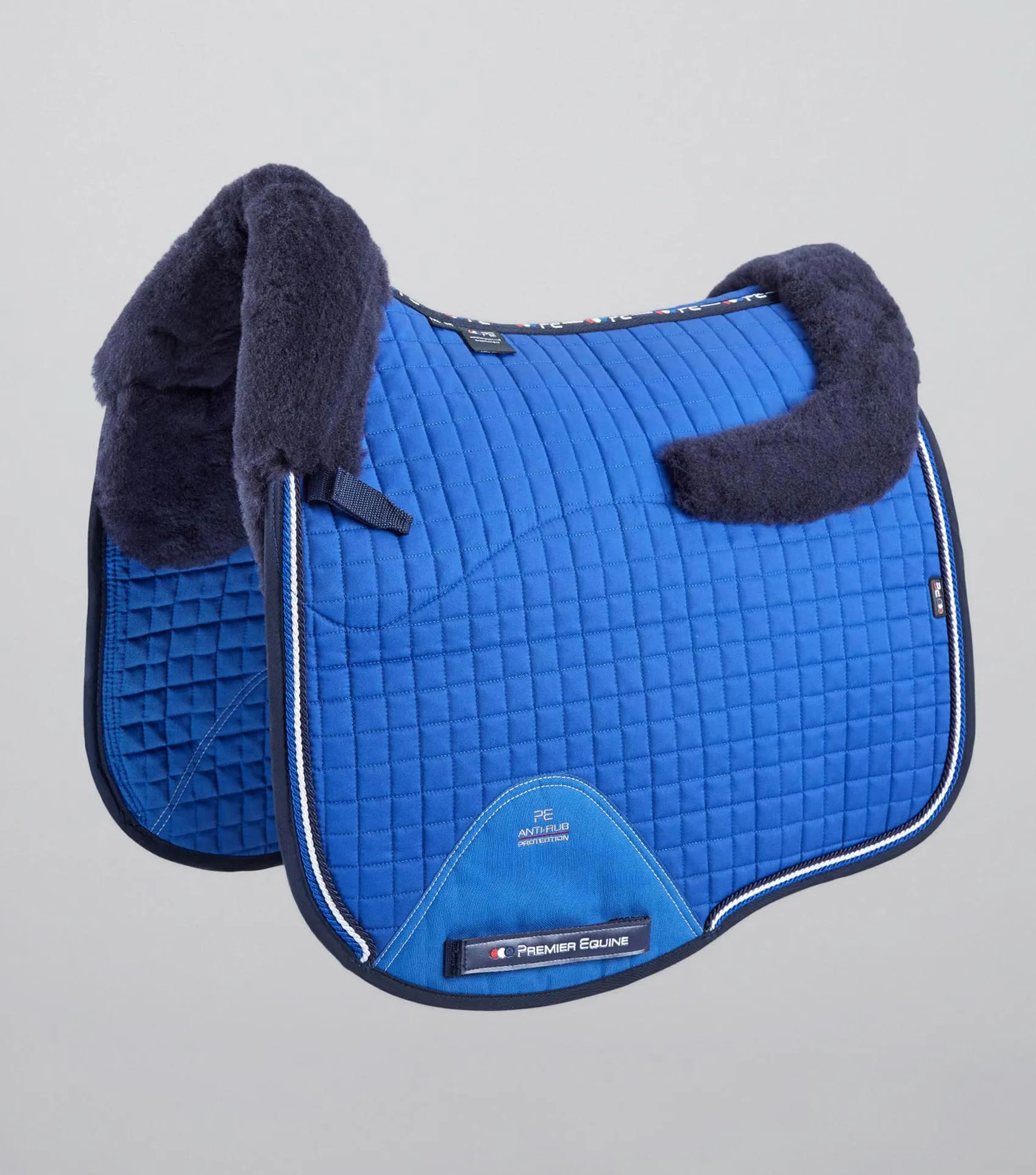 Close Contact Merino Wool European Saddle Pad - Dressage Square Royal Blue/Navy Wool