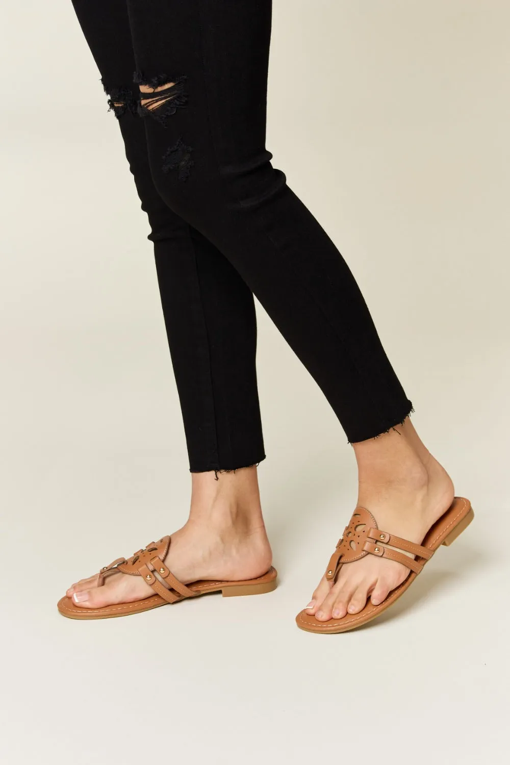 Cutout Leather Sandals
