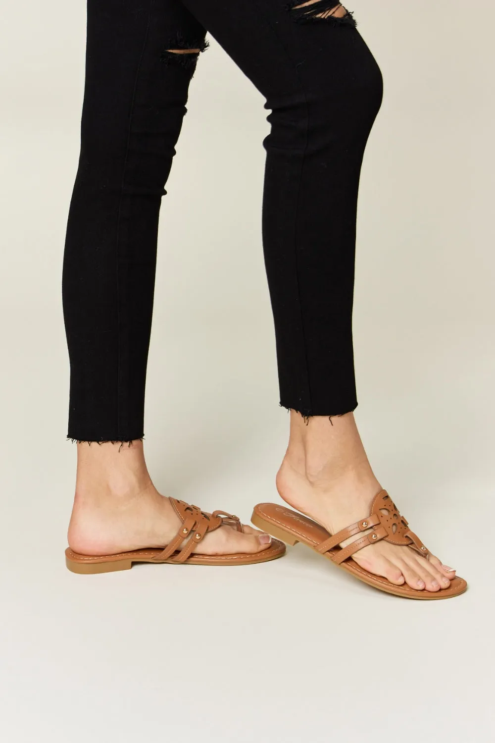 Cutout Leather Sandals
