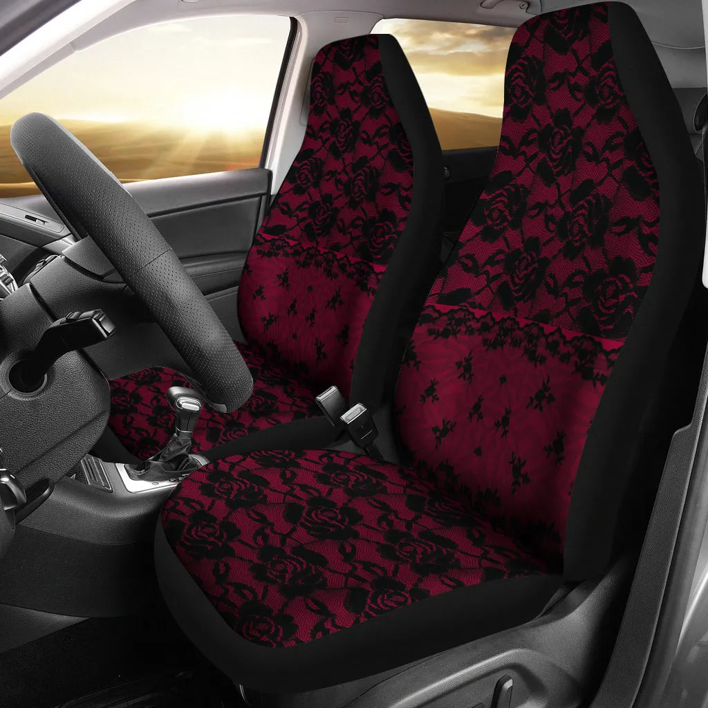 Dark Pink Lace Car Seat Covers