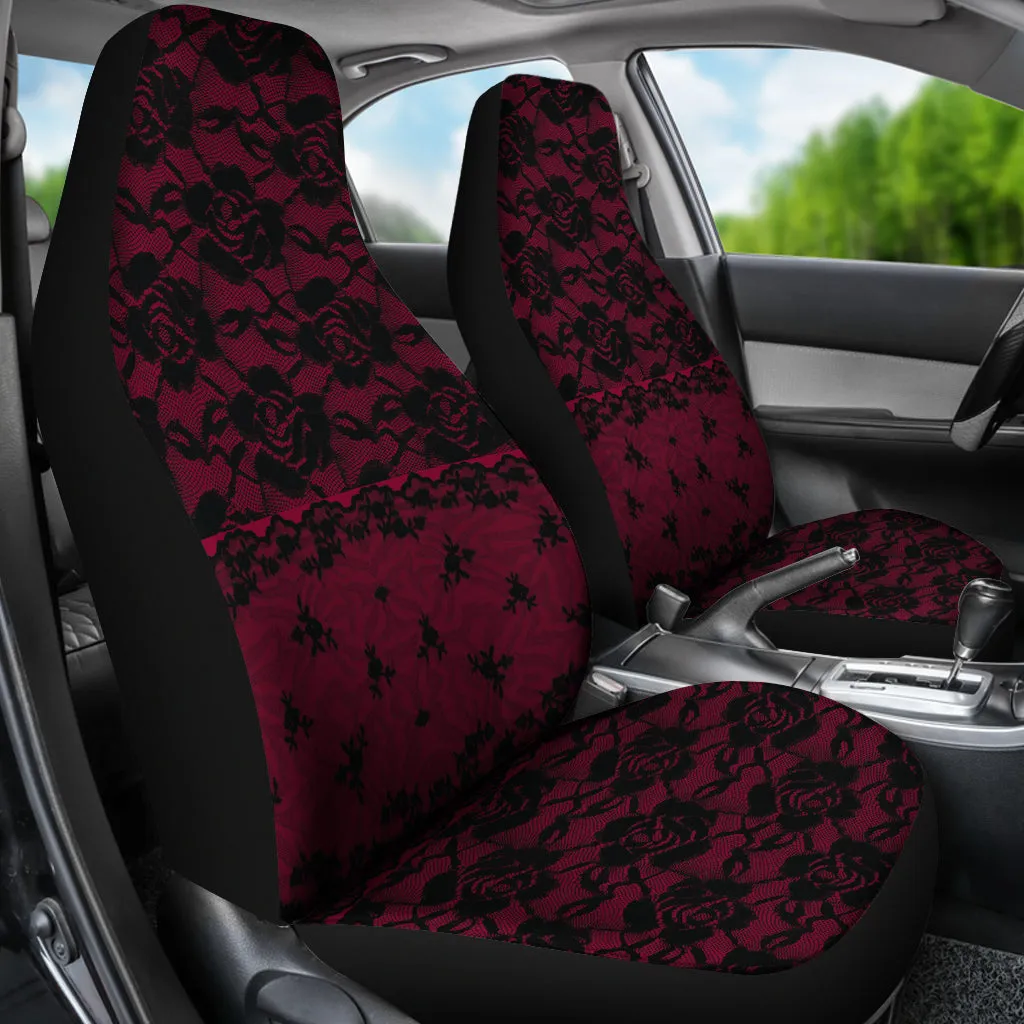 Dark Pink Lace Car Seat Covers