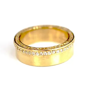 Diamondaire Exclusive Mens Top and Side Profile Gold and Diamond Band
