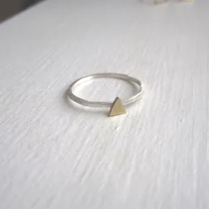 Distinctively Stylish, Hand-Made, Square Cut Stacking Ring With A Delicate Centered Triangle - 0131